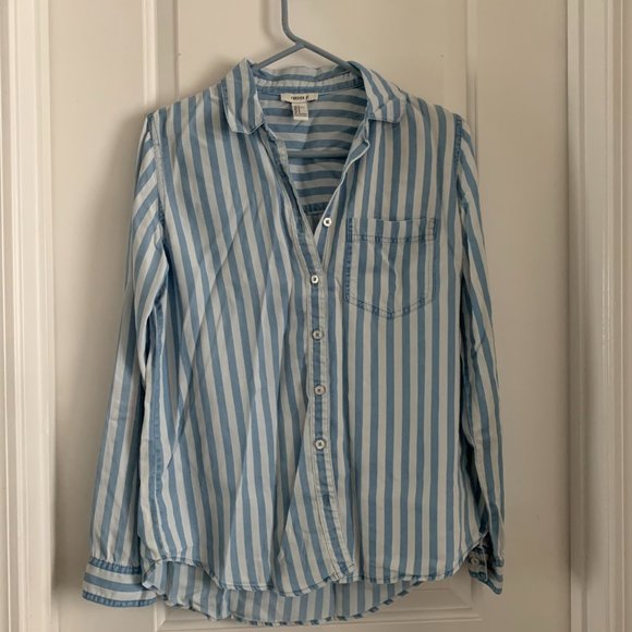 FOREVER 21 Stripes Button Up Long Sleeve Top - Picture 1 of 5